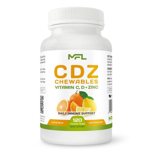 [BRSRMAAECABA4CLZ] C D Z CHEWABLES | Vitamin C, 1000mg | Vitamin D3, | Zinc, | Non-GMO & Gluten Free | 120 Vegetarian Chewable Tablets | 120 Servings