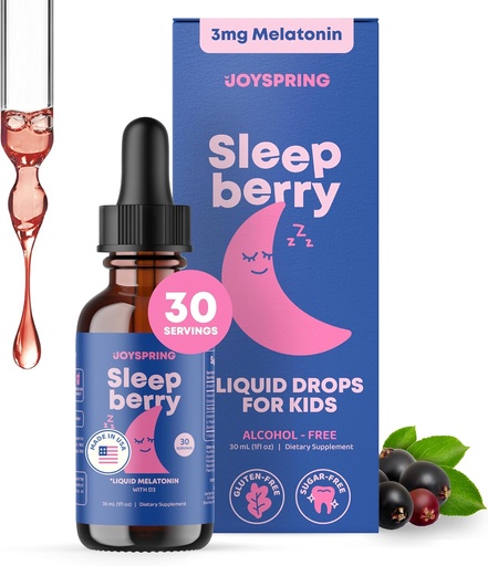 [BRSWYY34PMCAA3TK] SleepBerry Liquid Melatonin for Kids - Natural Sleep Aid with Elderberry and Vitamin D - Boosts Immune System While They Sleep (1 Fl oz)