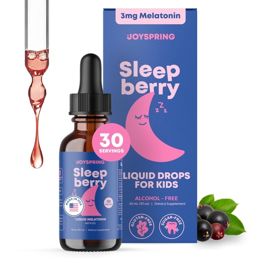 [BRSWYY34PMCAA3TK] SleepBerry Liquid Melatonin for Kids - Natural Sleep Aid with Elderberry and Vitamin D - Boosts Immune System While They Sleep (1 Fl oz)