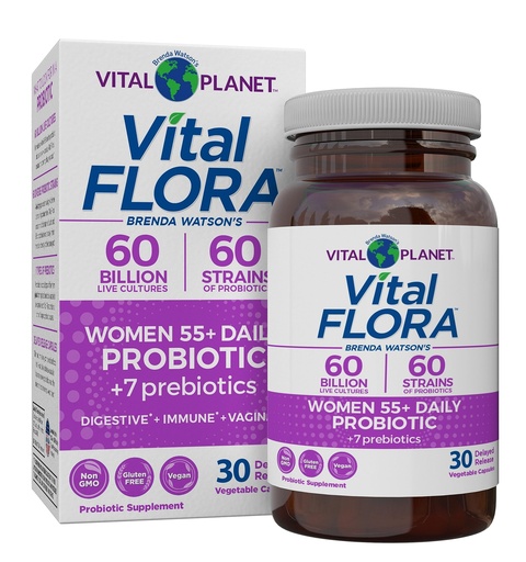 [BRSW2YD4OAGQEHL4] Vital Planet - Vital Flora Women Over 55 Daily Probiotic, 60 Billion CFU, Diverse Strains, Organic Prebiotics, Vaginal and Immune Support, Digestive Health Probiotics for Women 30 Capsules