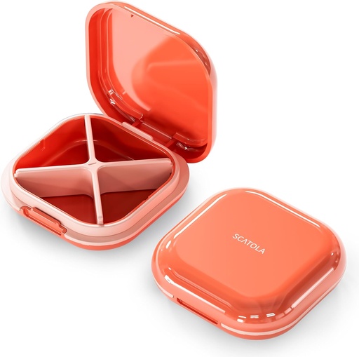 [BRSROBI2AUHAI333] Small Pill Case, Travel Pill Box, Portable Pill Organizer, Pill Container for Pocket 4 Compartments, Daily Compact Travel Medicine Holder for Vitamins Medication (Pink)