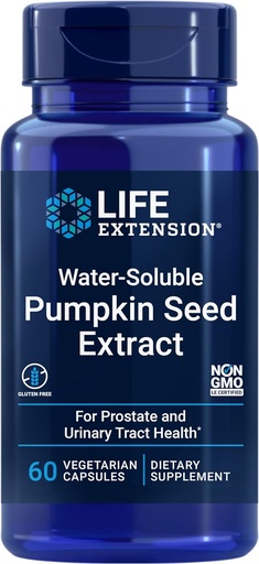 [BRSWIYYDAYAGMA34] Life Extension Water-Soluble Pumpkin Seed Extract, Promotes Prostate & Urinary Tract Health, Bladder Health Support, Men, Women, Gluten-Free, Non-GMO, Vegetarian, 60 Capsules