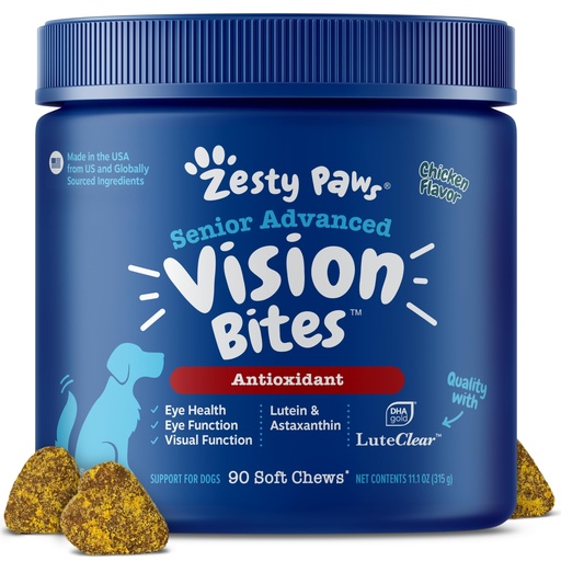[BRSWGFAYBUIBY2DJ] Zesty Paws Eye Supplement for Dogs - Vision Support with Antioxidants & Omega 3 Fatty Acids - 90 Chews