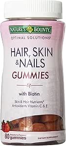 [BRSWIGYQDMHGMHTK] Natures Bounty Optimal Solutions, Hair, Skin & Nails Gummies with Biotin 80 Count (Pack of 2)