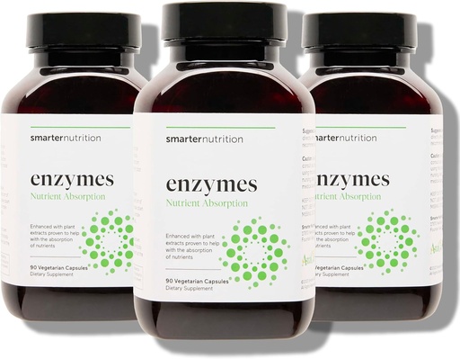 [BRSWGFQRPINRED32] Smarter Nutrition Vegan Digestive Enzymes - Digestion Bloating & Gut Health Support with 16 Multi Enzymes for Nutrient Absorption & Meal Time Comfort for Both Men & Women - 270 Count[90-Day Supply]