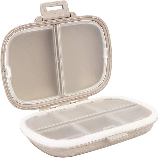 [BRSWGCAHCQAWAYLG] Holii Travel Pill Organizer, 8 Compartments Portable Pill Case, Daily Pill Box to Hold Vitamins, Small Pill Container for Pocket Purse Medicine Organizer（Khaki）