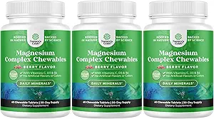 [BRSRAZT4DMDWMA3U] Sugar Free Magnesium Glycinate Chewable - Chewable Magnesium for Adults & Kids with Glycinate Taurate & Citrate Complex Plus Vitamins D3 B6 & C - Vegetarian Non-GMO & No Artificial Flavors (30 Day)