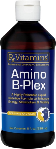 [BRSRAGQKBUCRQADP] Rx Vitamini Amino B-plex dodatek za mačke in pse – vitamin B kompleksni tekoči plus aminokisline za pse in mačke – pospeševalec apetita in gainer za mačke in pse – dodatki in vitamini - 8 oz