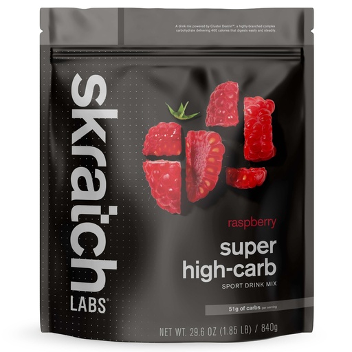 [BRSWYAQBB4NBME36] Skratch Labs Super High-Carb Drink Mix Packets - Carbohydrate Powder - Cluster Dextrin and Electrolytes - Endurance Energy- Energy Gel Alternative - Raspberry - 16 Servings - Non-GMO
