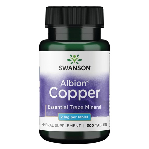 [BRSWGFAYPIDWGF3U] Swanson Copper Chelate Mineral Supplement for Adults Seeking Antioxidant, Immune, and Red Blood Cell Support - 2 mg (300 Tablets, 2 Pack)