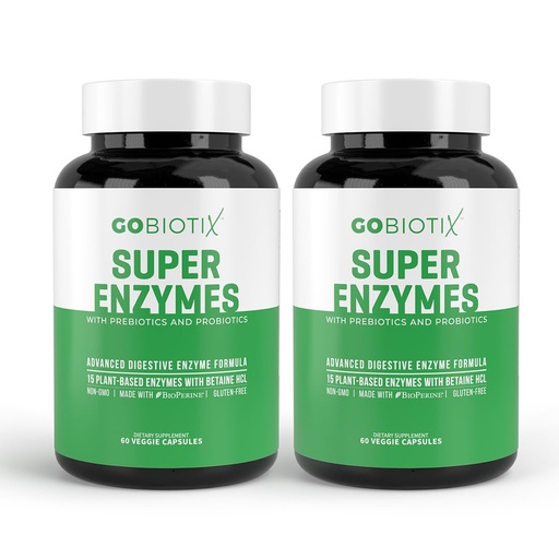 [BRSRAEDRDMHBAH37] GOBIOTIX Digestive Enzymes Supplement with Prebiotics and Probiotics for Women and Men - Gut Health, Gluten Digestion, Lactose Absorption, Plant Based Dietary Pills - 120 Capsules