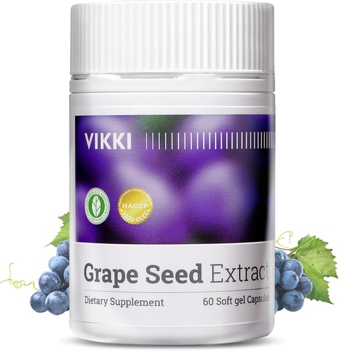 [BRSROHA6AAORMFDH] Vikki Grape Seed Extract Capsules 38100mg, 60 Count,Maximum Strength with OPC Original Blueberry Essence