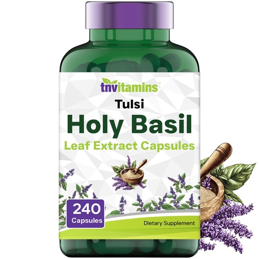 [BRSW2GTQAUIGG233] Holy Basil Capsules - 240 Count | 8 Month Supply | AKA Tulsi | May Promote Stress & Frustration Relief* | Adaptogenic, & Ayurvedic Herb