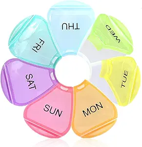 [BRSRMZILCB7QKYL7] Weekly Pill Organizer 7 Day, Large Daily Pill Cases, Pill Box, Pill Holder, Pill Dispenser, Travel Pill Organizer for Vitamins, Fish Oils, Supplements (Colorful)