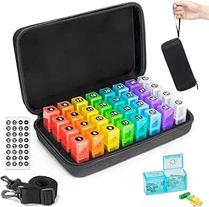 [BRSRAZY7OQAW2GYU] Monthly Pill Organizer 2 Times a Day with Weekly Pill Bag, 30 Day Pill Box Organizer with 32 Daily Compartments, One Month Pill Box Holder with Hard Travel Case 31 Days Medication Management