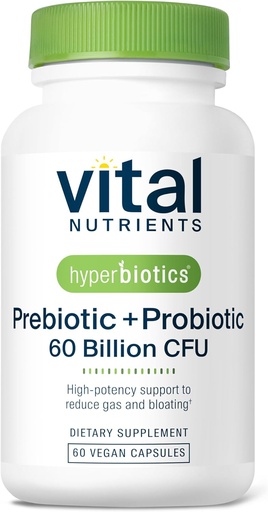 [BRSWYZL3A4OWGCY7] Hyperbiotics Vital Nutrients Prebiotic and Probiotic for Women and Men | 60 Billion CFU | Pre and Probiotics Supports Digestive Health, Constipation, Diarrhea, Gas & Bloating | 60 Vegan Capsules