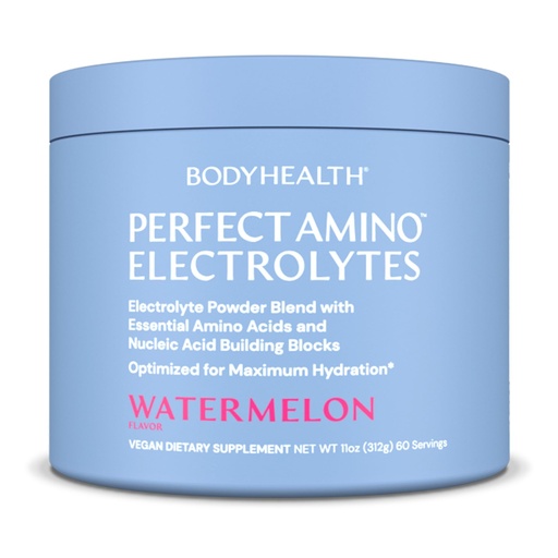 [BRSRMHAKOEBRSDL6] BodyHealth PerfectAmino Electrolytes Powder No Sugar, Keto Sugar Free Fasting Electrolytes Drink Mix, Hydration Powder with Trace Minerals - Watermelon - 60 Servings