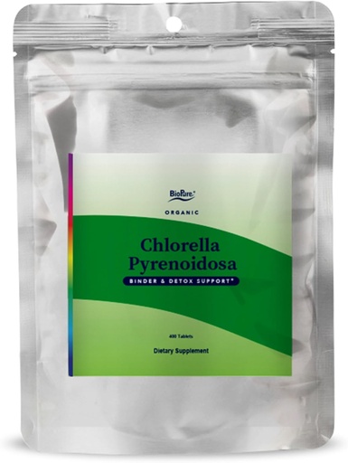 [BRSWIGALAAHBCYLY] BioPure Chlorella Pyrenoidosa - 100% orgánico, parede craqueada, superalimento nutracéutico empaquetado con proteínas, vitaminas, minerais e aminoácidos que soporta metabolismo, detox e inmunidade - 400 tabletas
