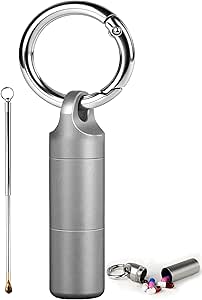 [BRSRAYAQOYPBGA3K] Small Keychain Pill Holder,304 Stainless Steel Portable Pill Case Organizer for Travel,Waterproof Pocket Pill Container Medicine Box for Purse Men (Small Pill Case)