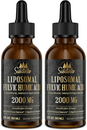 [BRSRAYAZOIIR4ETX] Trace Minerals Electrolytes Drops 2000 MG | Liquid Liposomal Fulvic Humic Acid Supplement | 85+ Trace Minerals | Hydration | Detoxification | Energy | pH Balance | Digestion | Immunity | 4 Oz