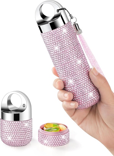 [BRSROBLQBZ6AMC35] Zannaki Metal Bling Pill Organizer, Travel Waterproof Weekly Pill Box, Portable Large Aluminum Alloy Pill Case Container, BPA Free 7 Day Daily Medicine Organizer Holder for Vitamin,Fish Oil,Supplement