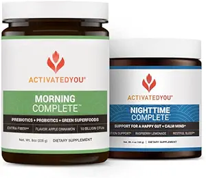 [BRSRMGQFOQCRA3D4] ACTIVATEDYOU Morning Complete Daily Wellness Drink (Apple Cinnamon) Nighttime Complete (Raspberry Lemonade) with Prebiotics, Probiotics, and Green Superfoods, 30 Servings