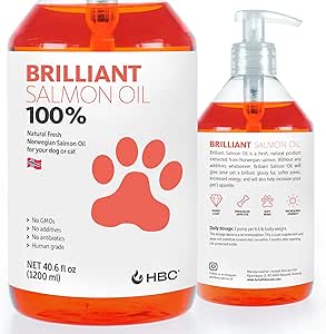 [BRSWYHQQAEJWMFDG] Brilliant Salmon Oil for Dogs, Cats & Puppies | Omega 3 Fish Oil Liquid Supplement with DHA, EPA Fatty Acids | Supports Skin and Coat, Immune System & Joint Function | Hofseth BioCare (10oz)