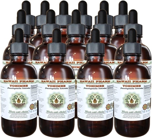 [BRSWKEACCEPB2D3G] Hawaii Pharm Yohimbe Alcohol-Free Liquid Extract, Yohimbe Liquid (Pausinystalia Yohimbe) Dried Bark Glycerite Natural Herbal Supplement, USA 15x4 fl.oz
