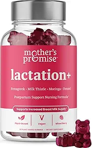 [BRSRMGL6BEPA4AI4] Mother's Promise Lactation Supplement Gummies for Breast Milk Production Increase | Postnatal Lactation Support for Breastfeeding, Nursing & Lactating with Fenugreek, Moringa & Milk Thistle | Vegan