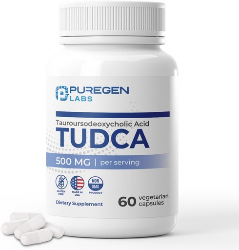 [BRSRAA34DECWODY7] Puregen Labs TUDCA (Tauroursodeoxycholic Acid) 500mg ühe serveerimise kohta, sapisoolad Maksalisand | Kahjulike lisandite puudumine | Mitte-GMO | Gluteenivaba | Valmistatud USA-s - 60 taimekapslit