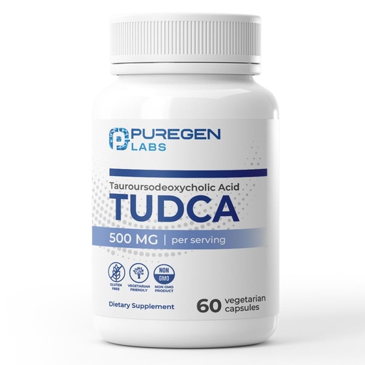[BRSRAA34DECWODY7] Puregen Labs TUDCA (Tauroursodeoxycholic Acid) 500mg per Serving, Bile Salts Liver Supplement | No Harmful Additives | Non-GMO | Gluten Free - 60 Vegetarian Capsules
