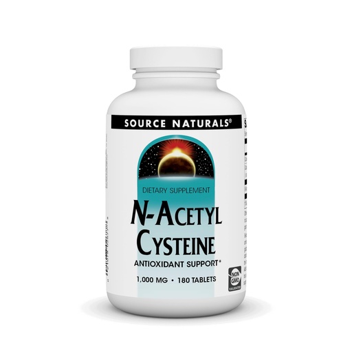 [BRSWK2YADMGRMCDU] Source Naturals N-Acetyl Cysteine Antioxidant Support, Dietary Supplement that Supports Respiratory Health*, 1,000 mg - 180 Tablets