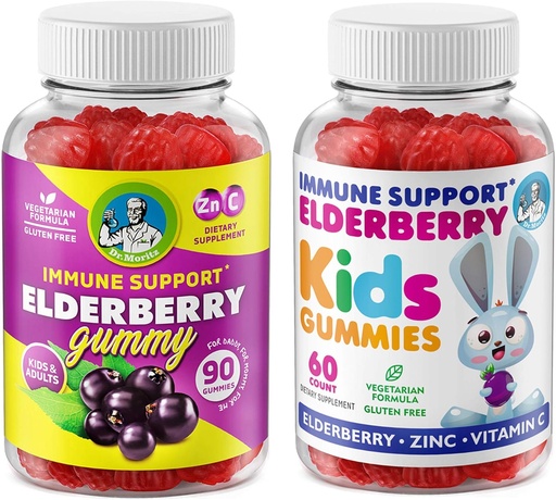 [BRSWYFICBMJQKEL6] DR. MORITZ Elderberry Gummies for Kids and Family- Immune System Booster and Health Support with Black Sambucus Elderberries Extract - Vitamin and Zinc Herbal Immunity Boost Supplement for Children