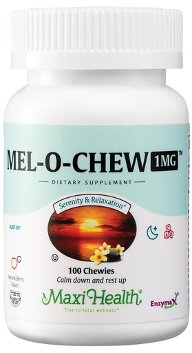[BRSWIZ35CEMRMHDU] Maxi Health Melatonin 1mg Chewable - Sleep aid Melatonin to Encourage Natural Sleep – Non-Habit Forming Supplement with Enzymax for Fast-Acting Support Kosher (100 Units)