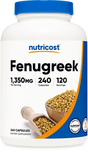 [BRSWKE3YAAPBAGQZ] Nutricost Fenugreek Seed 1350mg, 240 Capsules - Gluten Free, Non-GMO, 675mg Per Capsule