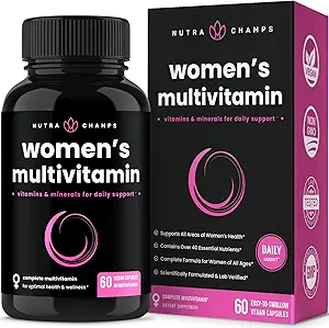 [BRSWG2T4DF4BQDI4] NutraChamps Women's Daily Multivitamin Supplement - Vegan Capsules with Biotin, Vitamins A B C D E K, Calcium, Zinc, Lutein, Magnesium - Premium Multimineral Multivitamin for Women