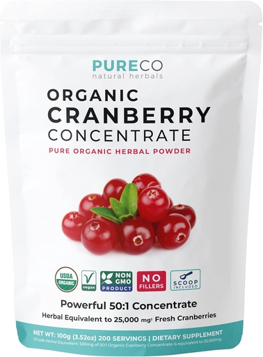 [BRSRAZL6DN6AEE3Z] USDA Cranberry Powder Organic Certified - Organic Cranberry Juice Concentrate Support Urinary Tract Health for Women & Men - Pure Berry Concentrate Vegan Non-GMO & Filler Free (200 Servings)
