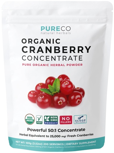 [BRSRAZL6DN6AEE3Z] USDA Cranberry Powder Organic Certified - Organic Cranberry Juice Concentrate Support Urinary Tract Health for Women & Men - Pure Berry Concentrate Vegan Non-GMO & Filler Free (200 Servings)