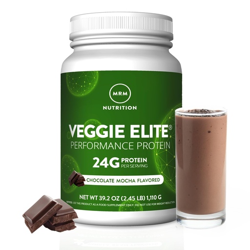 [BRSWIFANOEPB6CDA] MRM Veggie Elite Performance Protein - Chocolate Mocha, Plant-Based Powder, 24g Protein per Serving with BCAAs & Digestive Enzymes, Clinically Tested - Vegan, Gluten-Free - 31 Servings