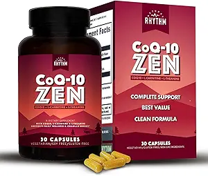 [BRSWGGL3BEIGK23Z] Natural Rhythm CoQ10-ZEN (Coenzyme Q10 + L-Carnitine + L-Theanine) - 30 Capsules