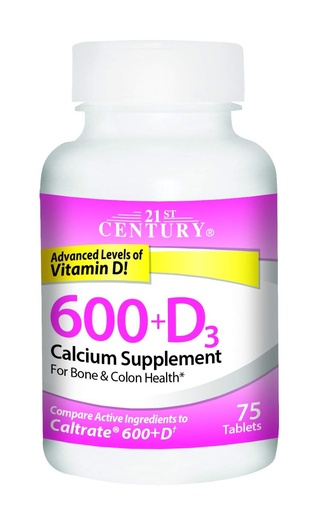 [BRSWKFDQBQEGO2L6] 21st Century Calcium 600+D3 Tablet 600mg-800U 75 Count (2 pack)