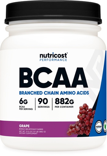 [BRSWGGAYOEJRQAL6] Nutricost BCAA Powder (Grape, 90 Servings) - Optimal 2:1:1 Ratio, Vegetarian, Non-GMO
