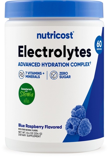 [BRSREAIHBYCAO2A6] Nutricost Electrolyte Complex Powder (60 Servings, Blue Raspberry) - Hydration Supplement Drink Mix with Vitamins and Minerals
