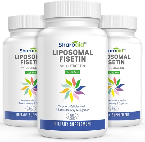 [BRSW2HT7O4CQ2FA4] Liposomal Fisetin with Quercetin Supplements 1200 mg per Serving,High Absorption Polyphenols Antioxidants for Women,Men,Non-GMO,Gluten-Free,3 Bottle-180 Softgels