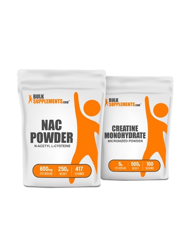 [BRSRAZAFOZYQGDY2] BulkSupplements NAC (N-Acetyl L-Cysteine) 250g + Creatine 500g Bundle