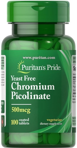 [BRSWIZQ3OV4AOALK] Puritans Pride Chromium Picolinate 500 Mcg Yeast Free, 100 Count