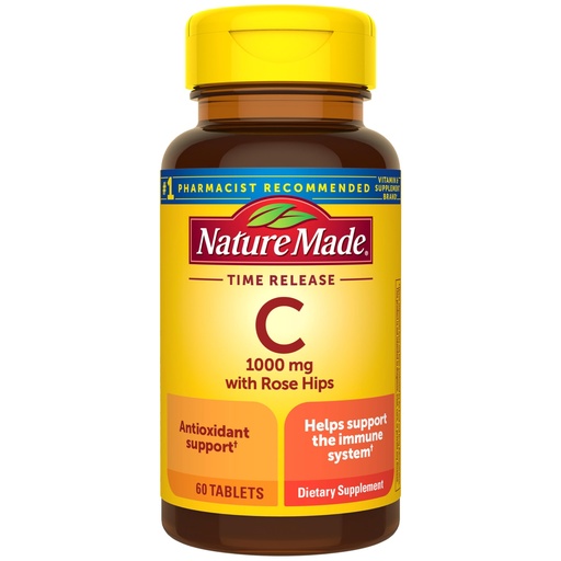[BRSWIYYOOQMAAD3Y] Nature Made Vitamin C 1000mg with Rose Hips, Dietary Vitamin C Supplement for Immune Support, 60 Time Release Tablets, 60 Day Supply