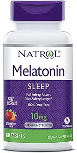 [BRSWIE3YBYPAA23C] Natrol Melatonin Sleep Maximum Strength fast dissolve Strawberry flavor 10 mg 60 Tablets (Pack of 3)