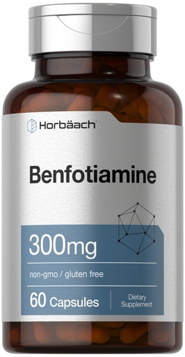 [BRSROGL4OZ7AYC3F] Horbaach Benfotiamine 300mg | 60 Capsules | Vitamin B1 Thiamine | Non-GMO & Gluten Free Supplement