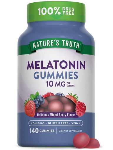 [BRSROZYZOEIBMFD2] Nature's Truth Melatonin Gummies | 10mg | 140 Count | Berry Flavor | Vegan, Non-GMO & Gluten Free Supplement for Adults